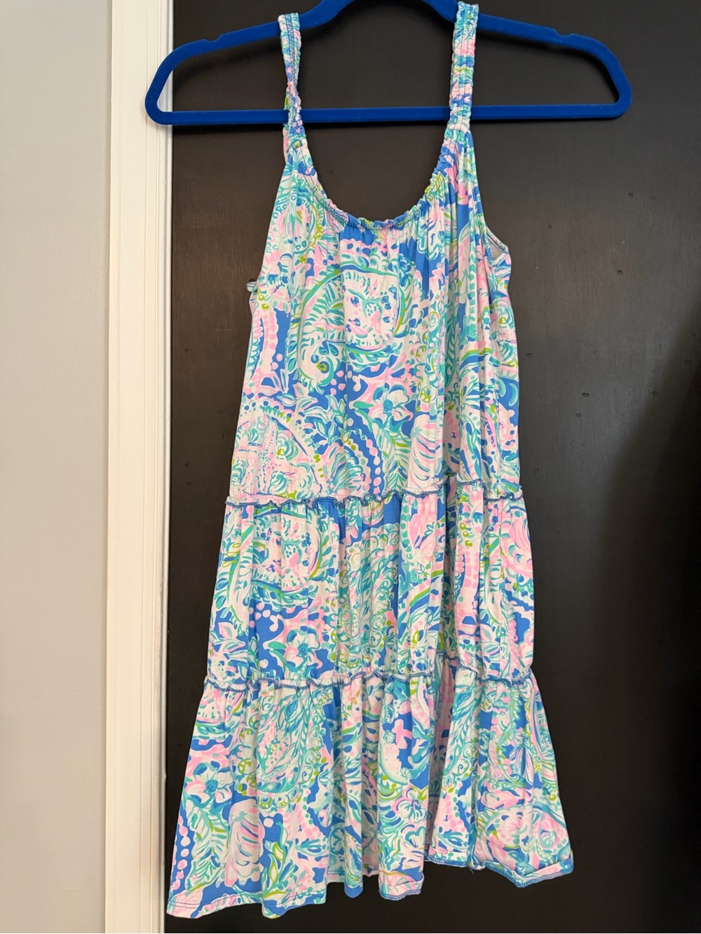 Lilly Pulitzer Blue, Pink & Green Paisley Tiered Sundress